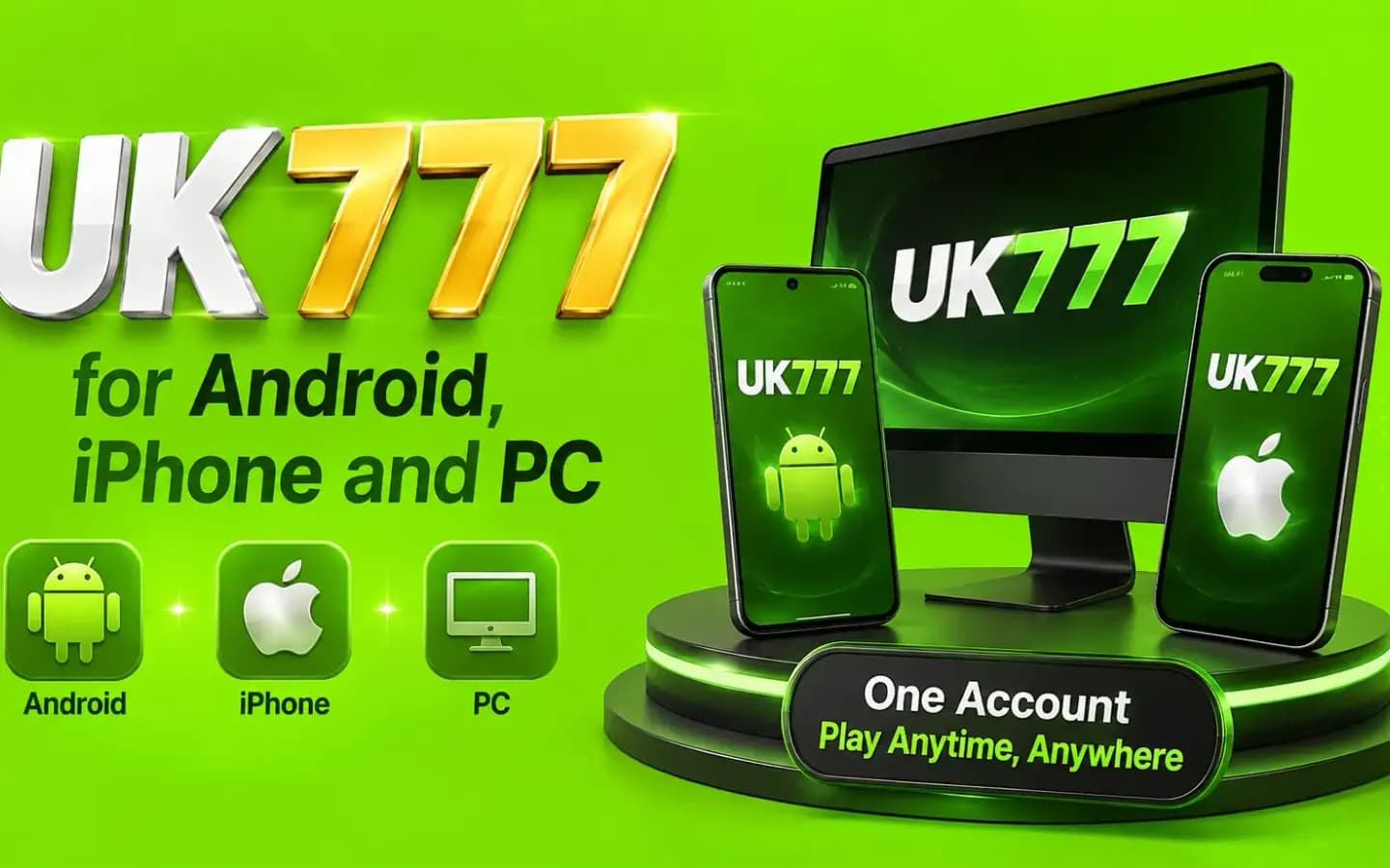 UK777 on Android, iPhone and PC UK777 running on Android, iPhone and PC to show device compatibility