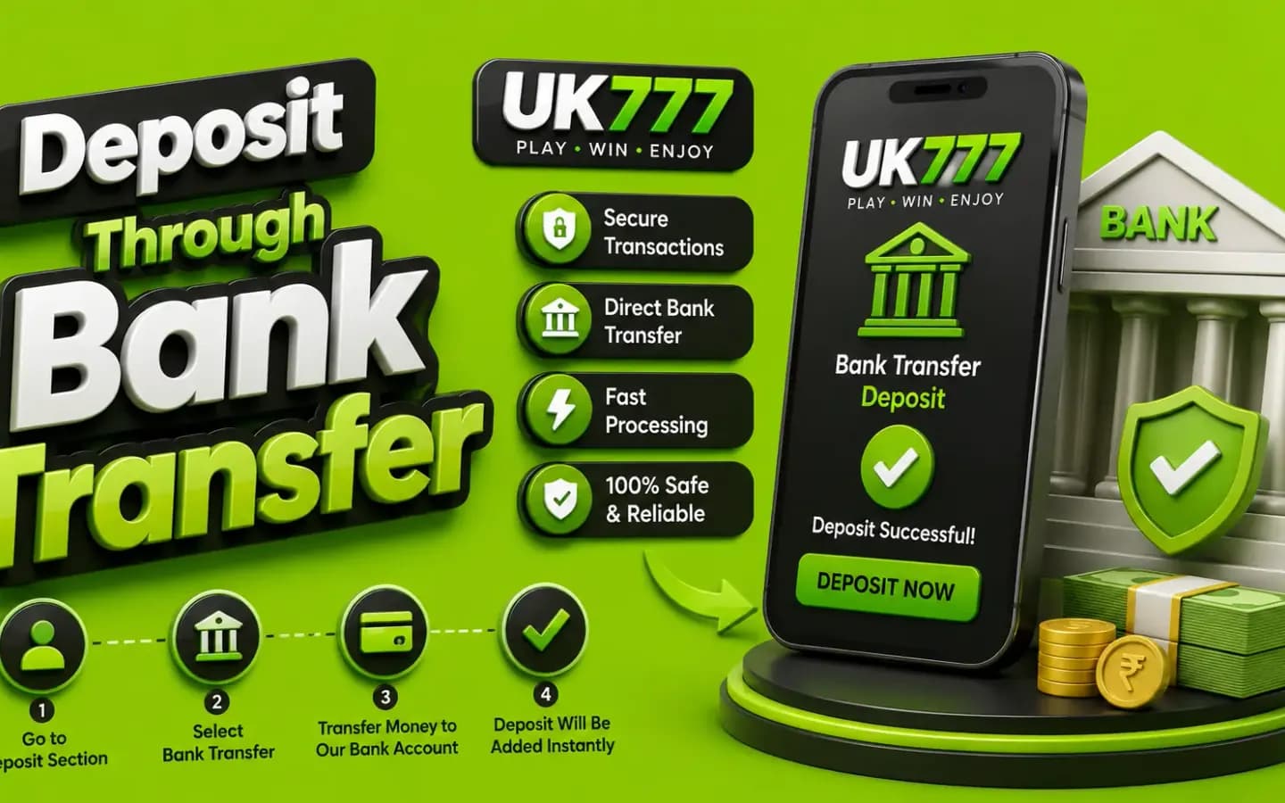 UK777 deposit through bank transfer Depositing to UK777 by bank transfer, showing the transfer details being entered