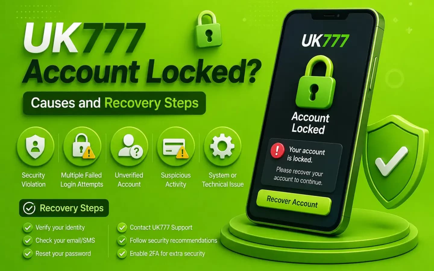 UK777 account locked — causes and recovery steps A locked UK777 account showing the sign-in error and the recovery route back into the account
