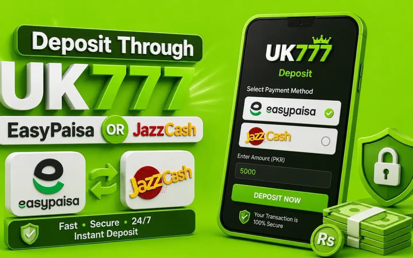 UK777 deposit through Easypaisa and JazzCash Depositing to UK777 with the Easypaisa and JazzCash mobile wallets