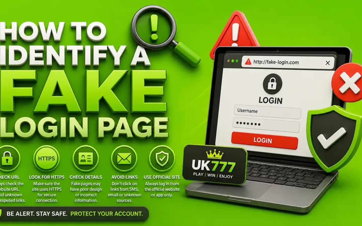 How to identify a fake UK777 login page Warning signs that identify a fake UK777 login page used for phishing