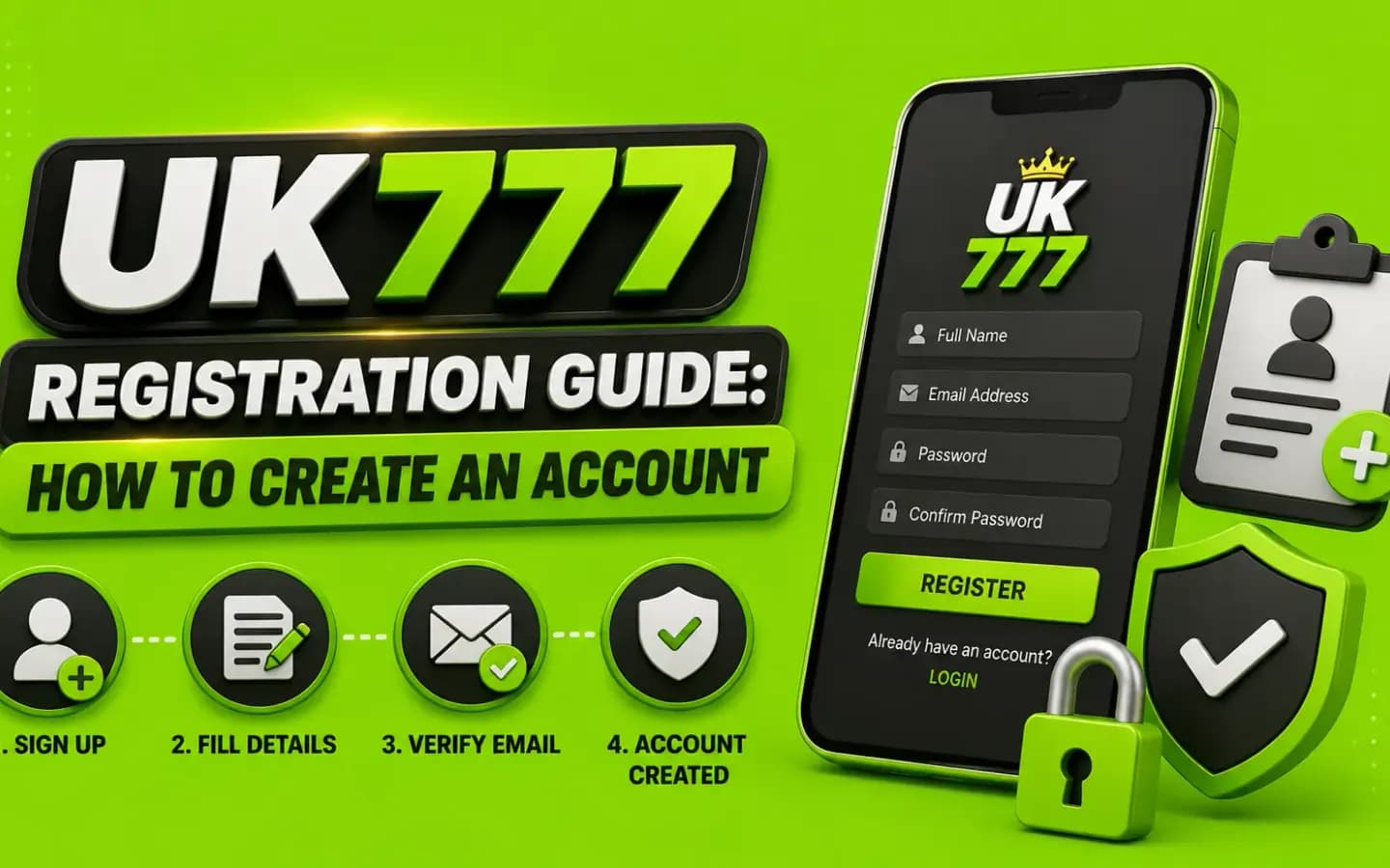 UK777 registration guide — how to create an account UK777 registration guide illustrating the sign-up form used to create a new game account